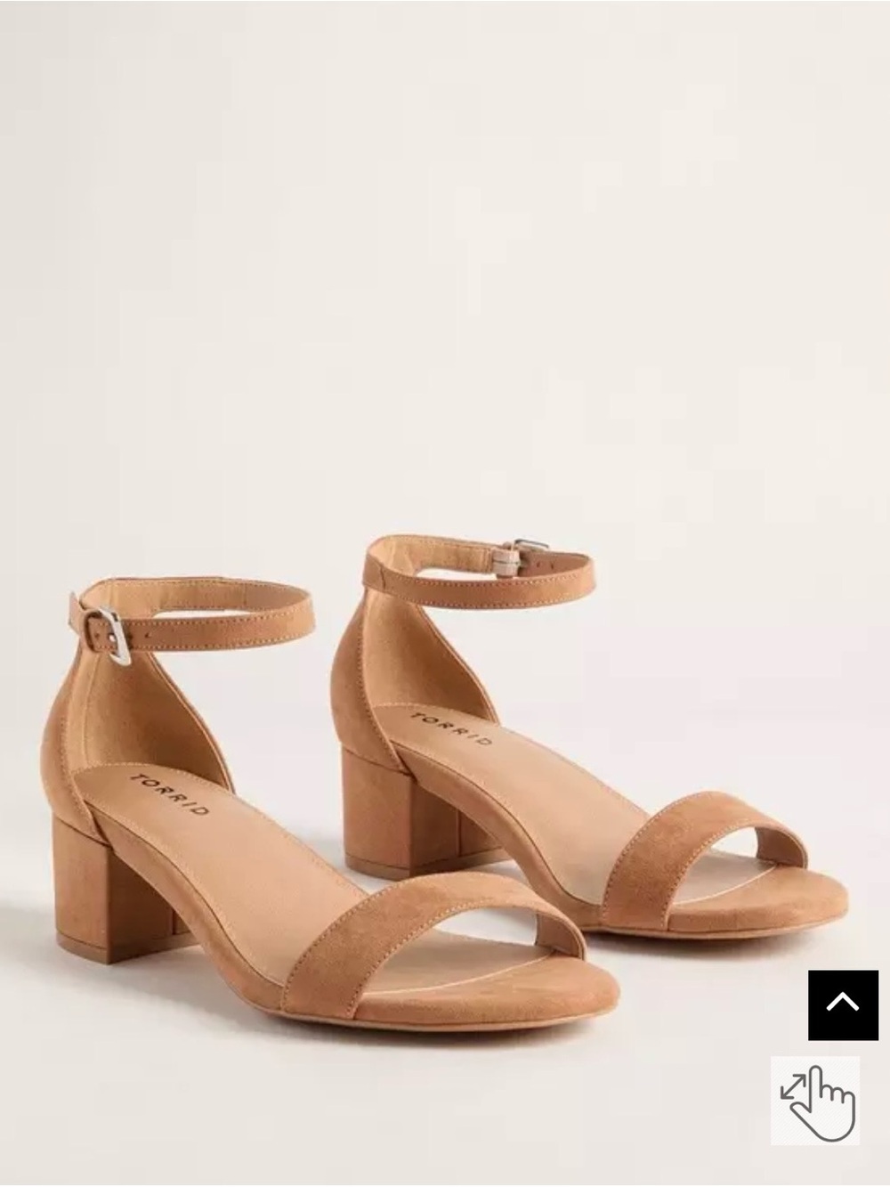 Torrid Women’s Tan Open Toe Suede-Like Ankle-Strap Block Heel EUC Size 6.5WW